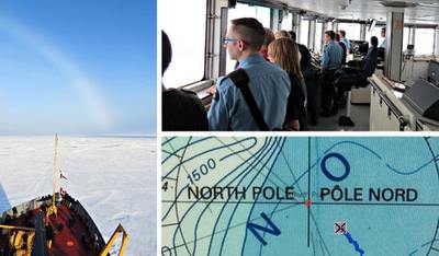 Un arc-en-ciel blanc nous souhaite la bienvenue au pôle Nord alors que nous approchons à bord du Louis S. St-Laurent