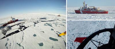 Images prises du haut des airs lors du vol de reconnaissance des glaces