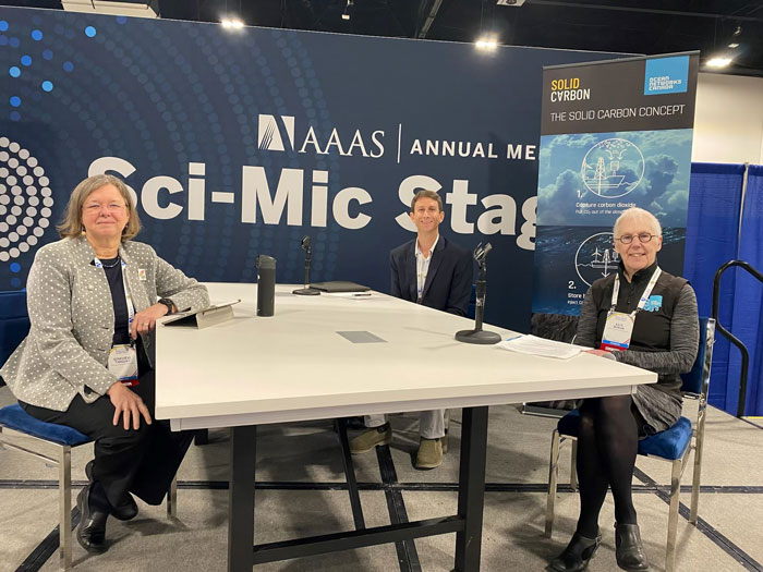 At the AAAS meeting, Vice Chief Science Advisor Dr. Geneviève Tanguay moderated a panel on ocean-based climate solutions, organized by Ocean Networks Canada (ONC). The discussion focused on marine carbon dioxide removal— methods that enhance the ocean’s natural processes to reduce carbon in the atmosphere and safely store it in the ocean. ONC operates world-leading ocean observatories in the Pacific, Atlantic, Arctic and Antarctica, collecting data that accelerates scientific discovery and makes possible solutions that support planet sustainability.