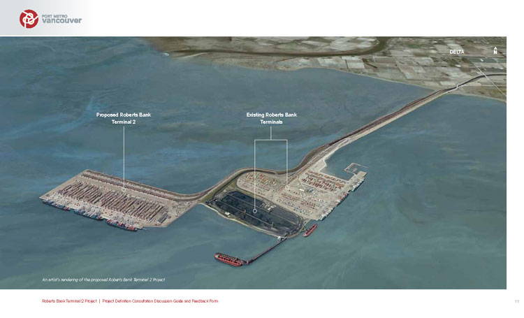Development and stewardship: Impact assessment is nearing completion for the Roberts Bank Terminal 2 proposal, which will increase the Port of Vancouver’s container trade capacity by 30 percent.