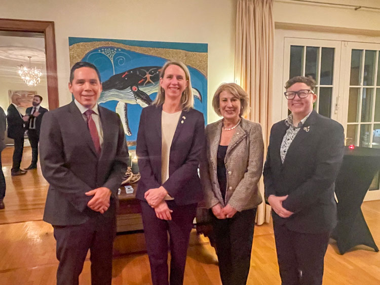 Celebrating Arctic Pulse: (L–R) Natan Obed, President, Inuit Tapiriit Kanatami; Tjorven Bellmann, German ambassador to Canada; Dr. Mona Nemer; and Dr. Jackie Dawson, Arctic Pulse Initiative.