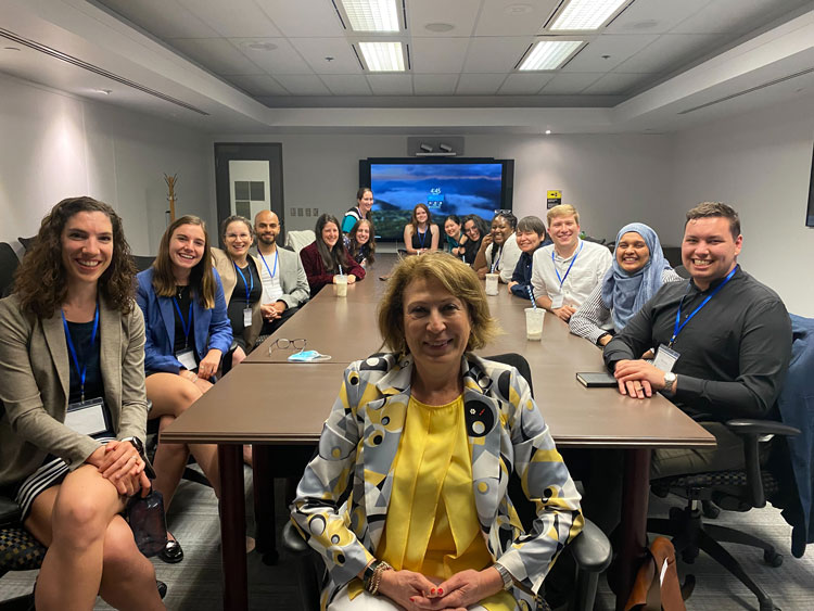 Youth in science: Dr. Mona Nemer meets with members of her inaugural Youth Council, one of many programs in Canada that foster curiosity and engagement for young scientists.
