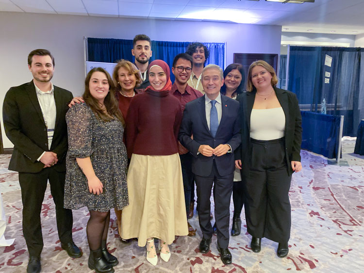 Youth Council: Members of the Chief Science Advisor’s 2023-25 Youth Council — the second Youth Council cohort in the OCSA’s history to date — pose with Dr. Mona Nemer (third from left) and Innovation, Science and Industry Minister François-Philippe Champagne (third from right). The Youth Council completed its two-year term in April 2025.