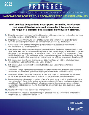 SCRS - Liste de contrôle pour protéger vos recherches