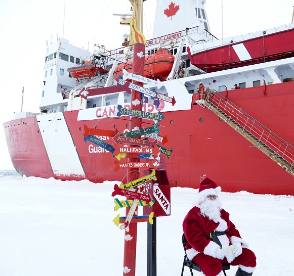 People were greeted at the North Pole by Santa Claus and his mailbox