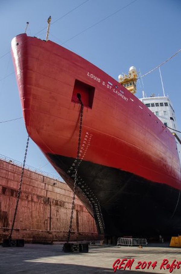The Louis in dry dock during the refit in Quebec City this spring. (Photo Gary Morgan) 