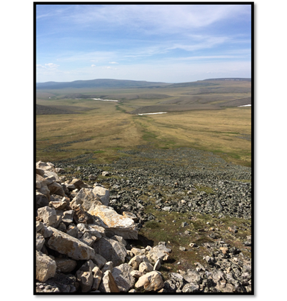 Le site de recherche de Lindsay est situé à proximité de la frontière entre les T.N.-O. et le Yukon. Voici une vue vers le Sud (Yukon).