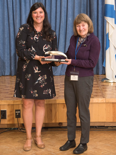 The 2019 Beluga Award was presented to Dr. Ruth Jackson, Scientist Emerita at Geological Survey of Canada Atlantic (GSCA).