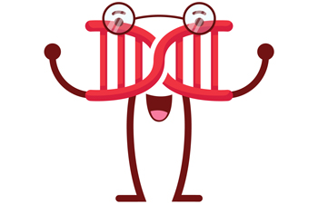 DNA double helix cartoon character