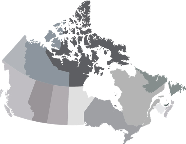 Image map of Canada: Text links for each province/territory are located below.