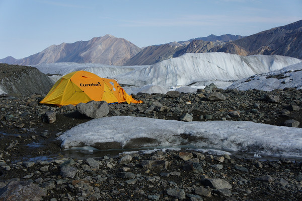 Home sweet home at the Milne Glacier camp in Milne Fiord, northern Ellesmere Island. At 82 degrees North latitude, the sun doesn’t set in the summer - this picture was taken at 1 am!